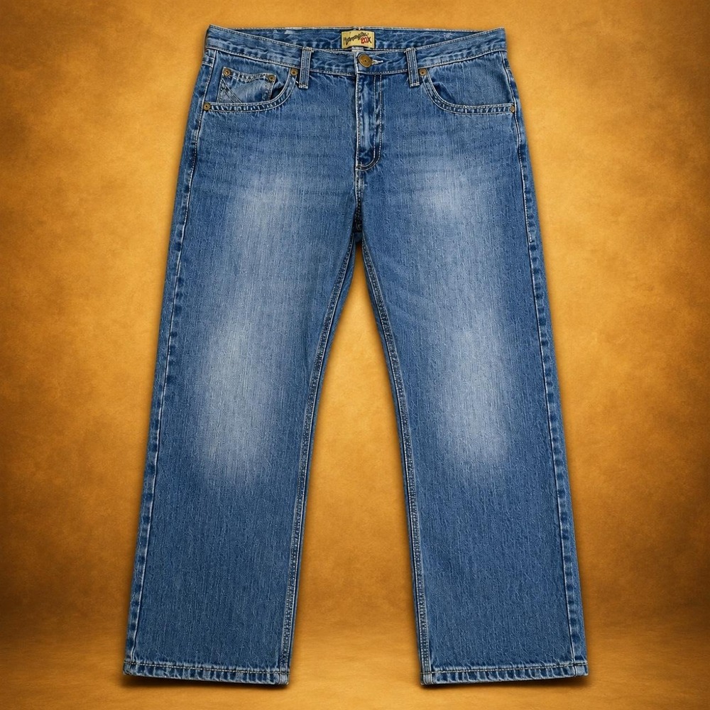 Wrangler 20X 1042MWXLB Relaxed Straight Jeans Western Cowboy Blue 36x30 Y2K